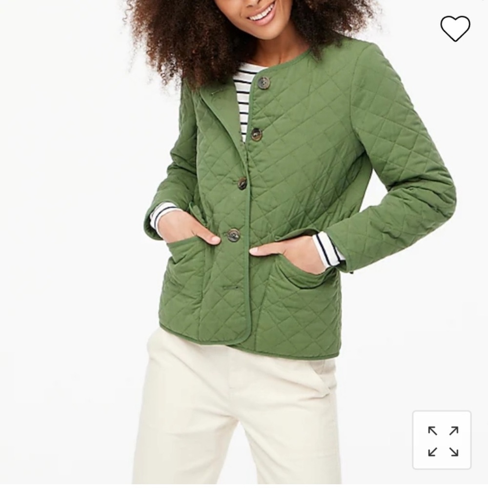 J. Crew olive green quilted button down jacket